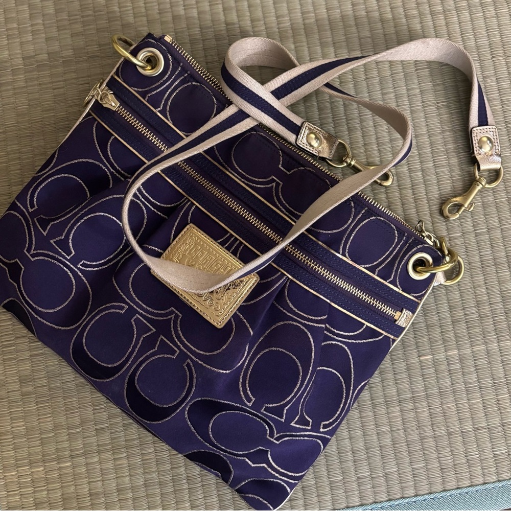 Coach Purple and Gold Shoulder Bag